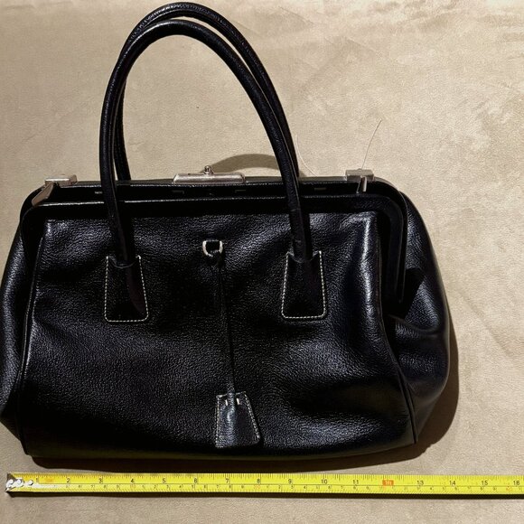 Prada Cinghiale Medium Frame Bag – Black Textured Leather - Picture 1 of 13